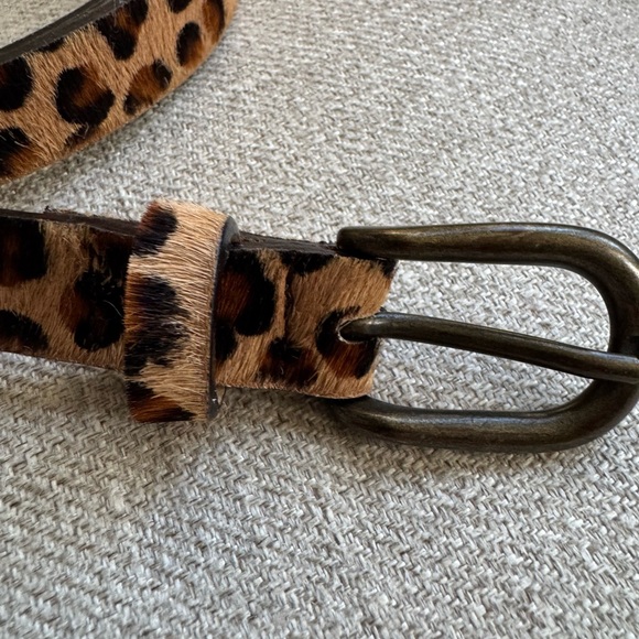 Garnet Hill leather and calf hair cheetah print belt size small - Picture 2 of 7
